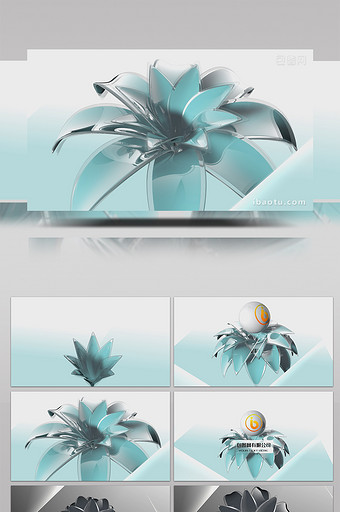 LOGO演绎玻璃质感花朵片头AE模板图片