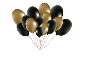 金色黑色漂浮气球矢量