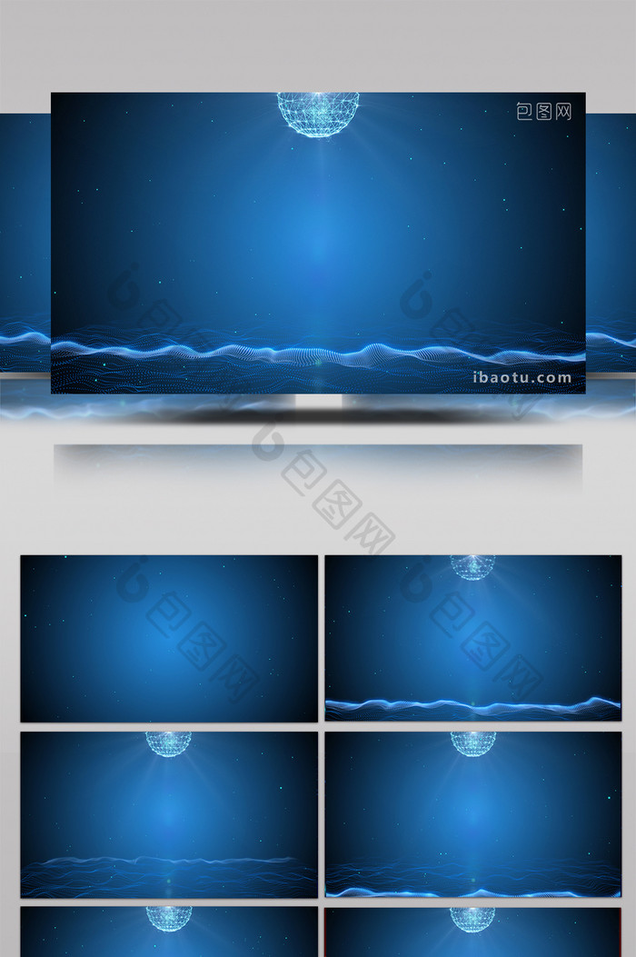 唯美科技蓝色粒子背景视频AE模板