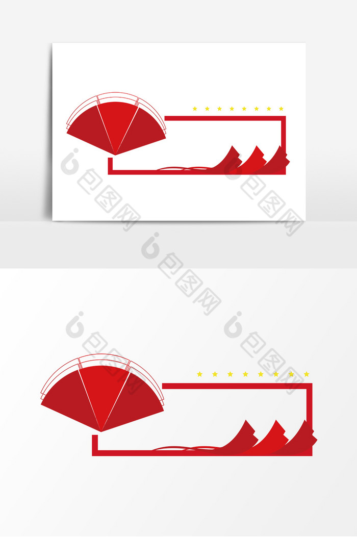 中国红扇子边框图片图片