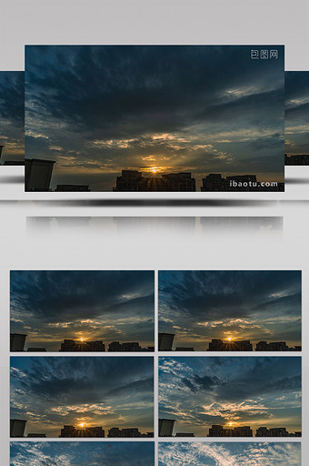 城市日出大气清晨朝阳日升天空变化延时图片