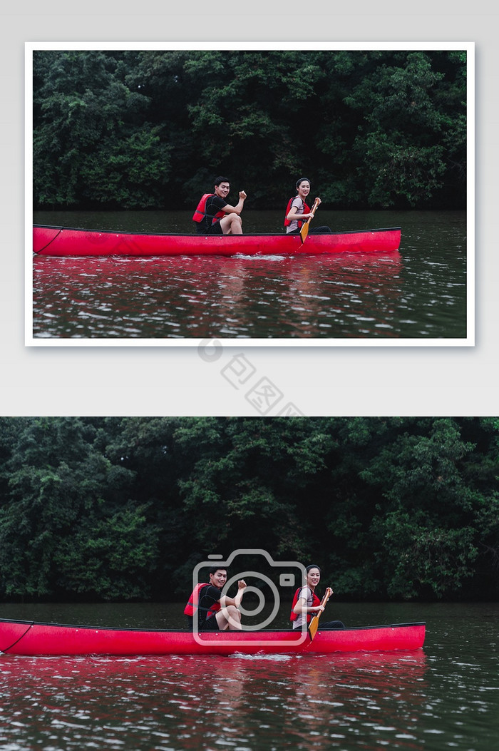 男女水上运动之划船摄影图片图片
