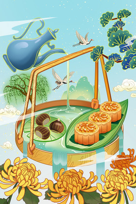 栗子糕重阳插画