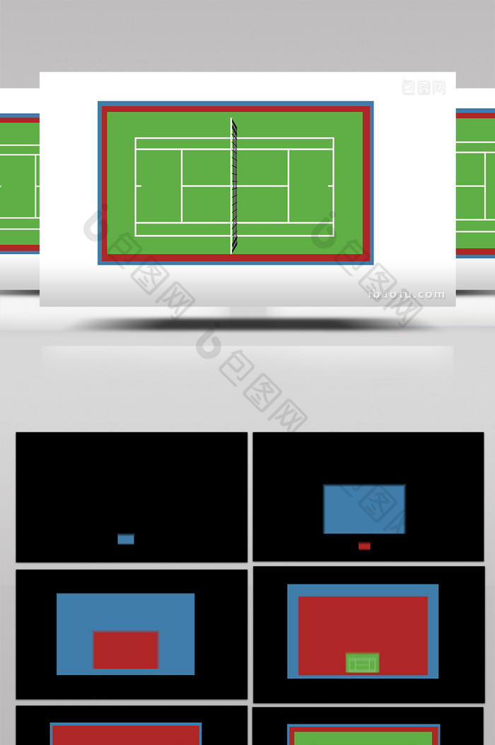 易用写实类mg动画体育用品类俯视的网球场