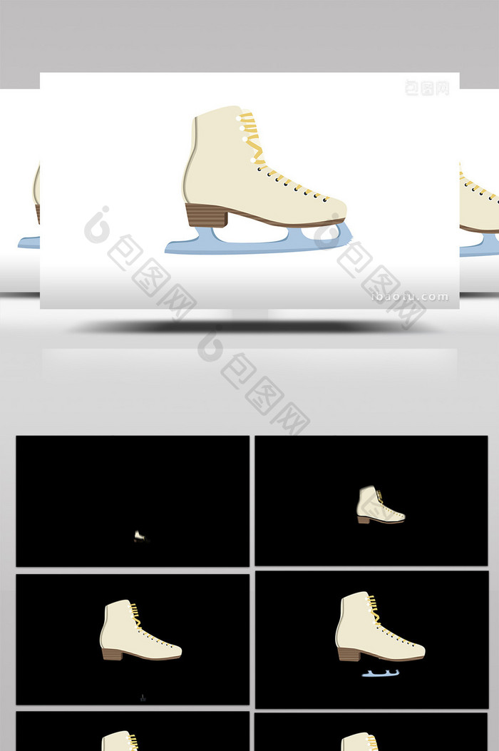 易用写实类mg动画体育用品类浅黄色冰刀鞋