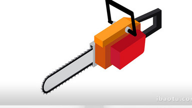 易用卡通类mg动画建筑类建筑用具橘色电锯