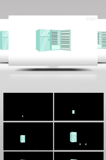 易用写实类mg动画家用电器绿色的开门冰箱图片