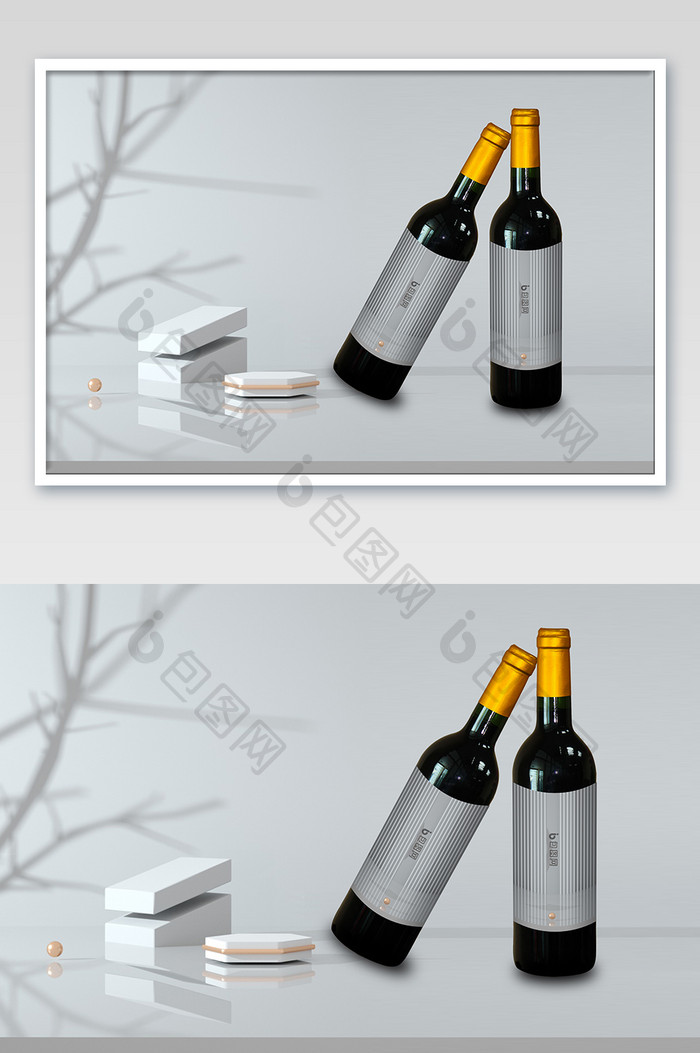 品牌设计VI手册酒瓶贴图样机
