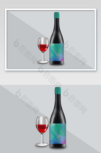 品牌设计VI手册红酒瓶标签贴图样机图片