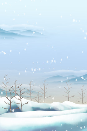 小雪山脉树林插画背景