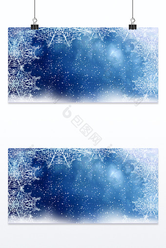 蓝色大雪雪花文艺风格背景图片