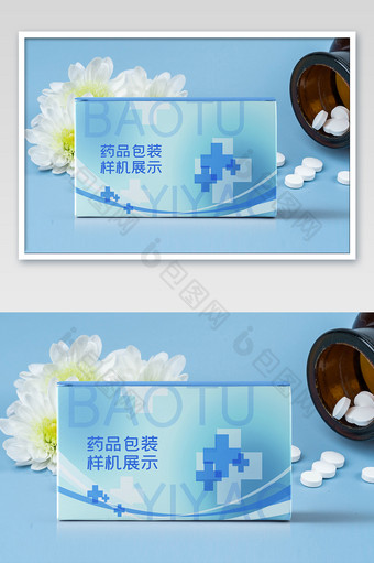 清新品牌设计VI手册药品包装盒样机图片