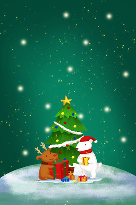 圣诞节插画飘雪