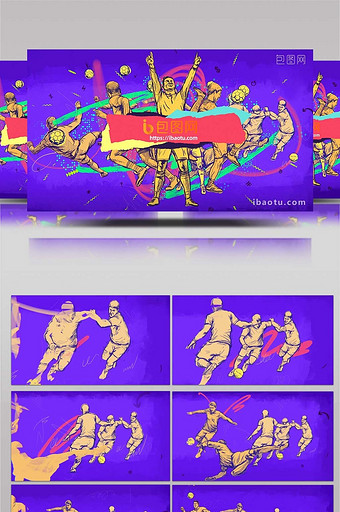 体育大气足球世界片头片尾pr模板图片