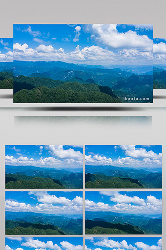 自然壮丽高山绿林蓝天白云延时航拍图片