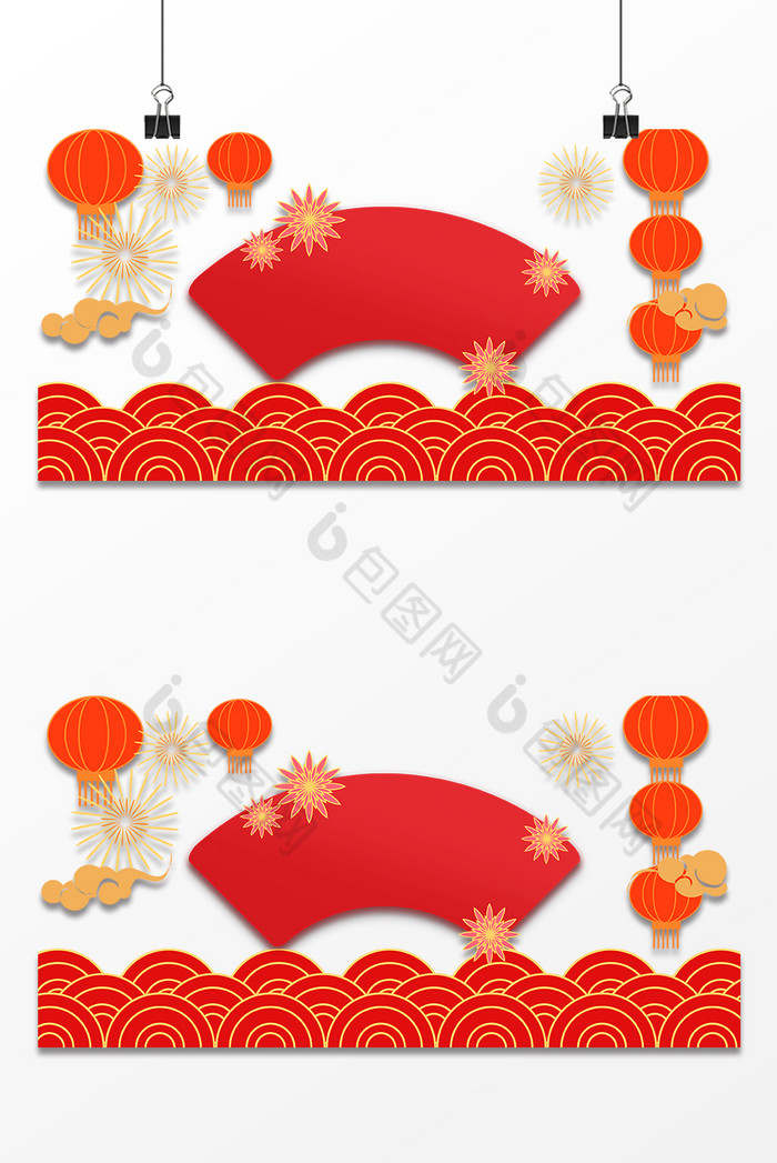 新年春节灯笼扇子图片图片