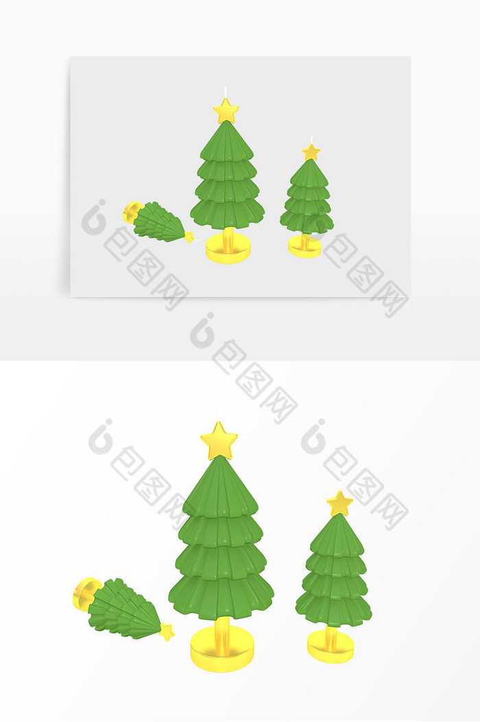 C4D立体圣诞树蜡烛装饰图片图片