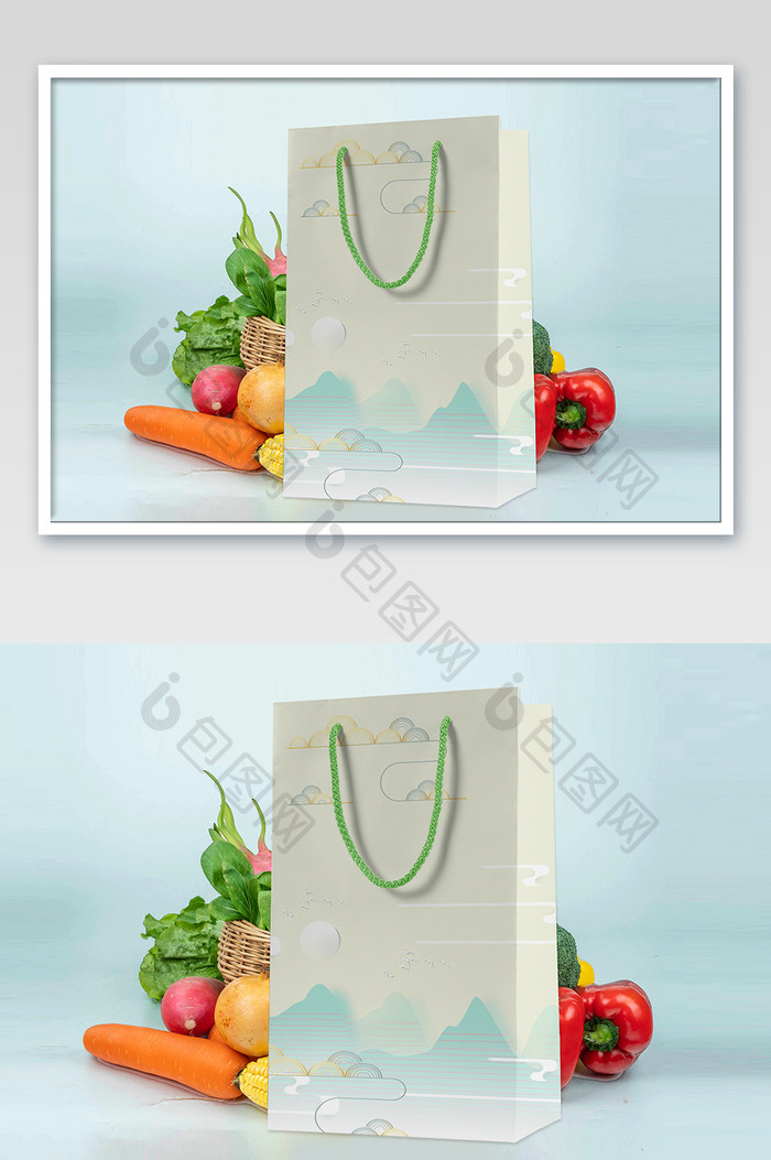 品牌设计VI手册应用果蔬手提袋样机