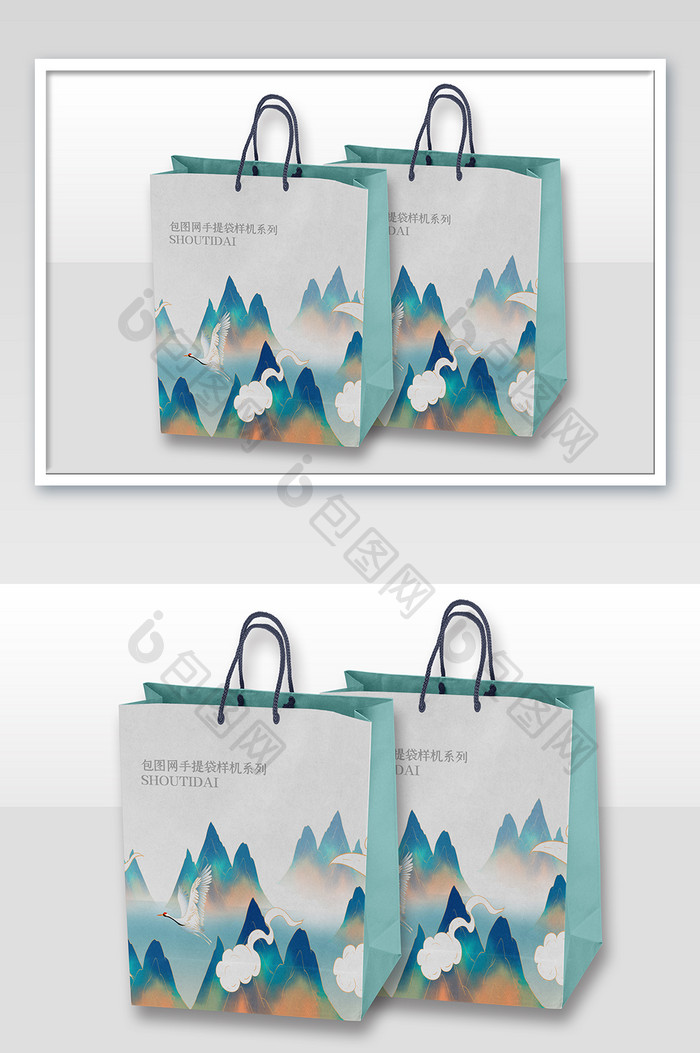 品牌设计VI手册应用中国风手提袋样机