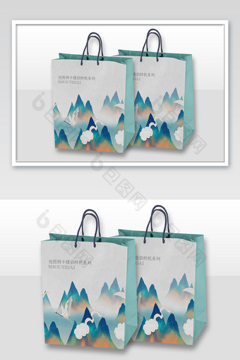 品牌设计VI手册应用中国风手提袋样机图片