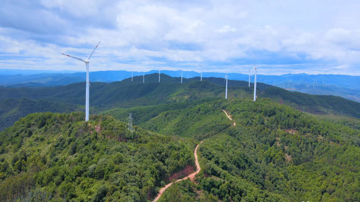 中国能源风力发电风景4K航拍