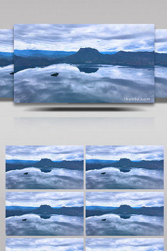 淡水湖泊水资源自然风光4K航拍图片