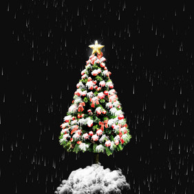 雪花掉落的圣诞树元素免扣