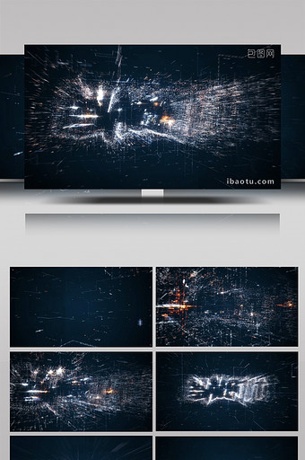 科技数字代码粒子网格LOGO动画AE模板图片