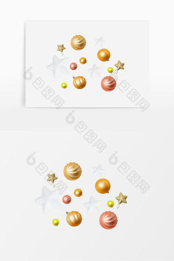 圣诞节星星圆球装饰元素图片