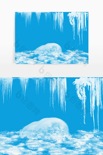 大雪元素冰棱柱免扣素材图片