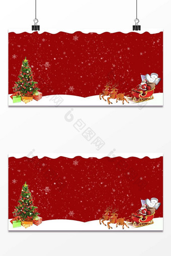 圣诞节插画圣诞老人圣诞树背景图片