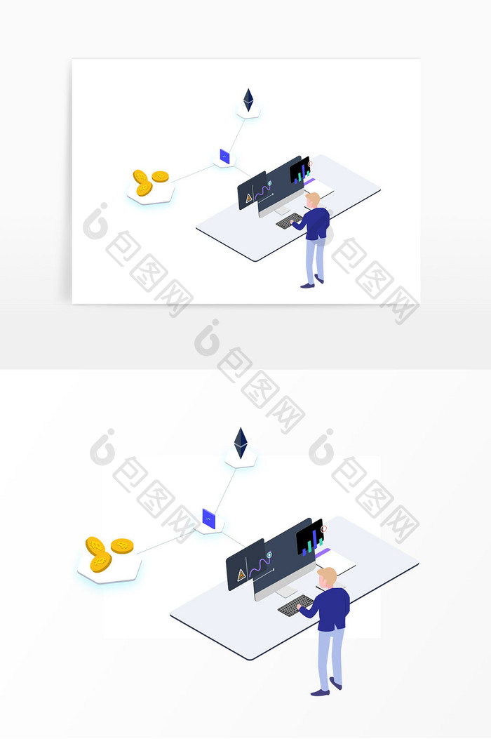 2.5D矢量科技商务风办公数据元素