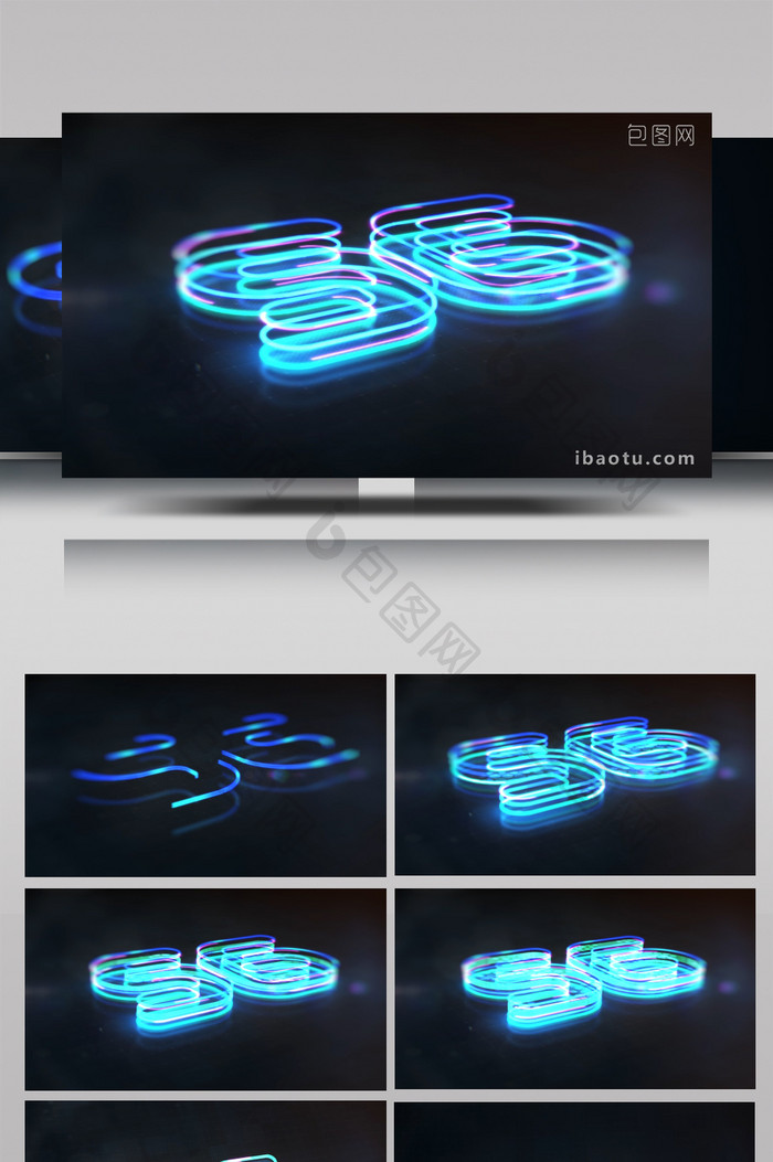 科技感光效全息图三维LOGO动画AE模板