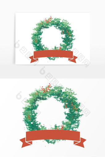 圣诞节植物槲寄生花环圆环元素图片