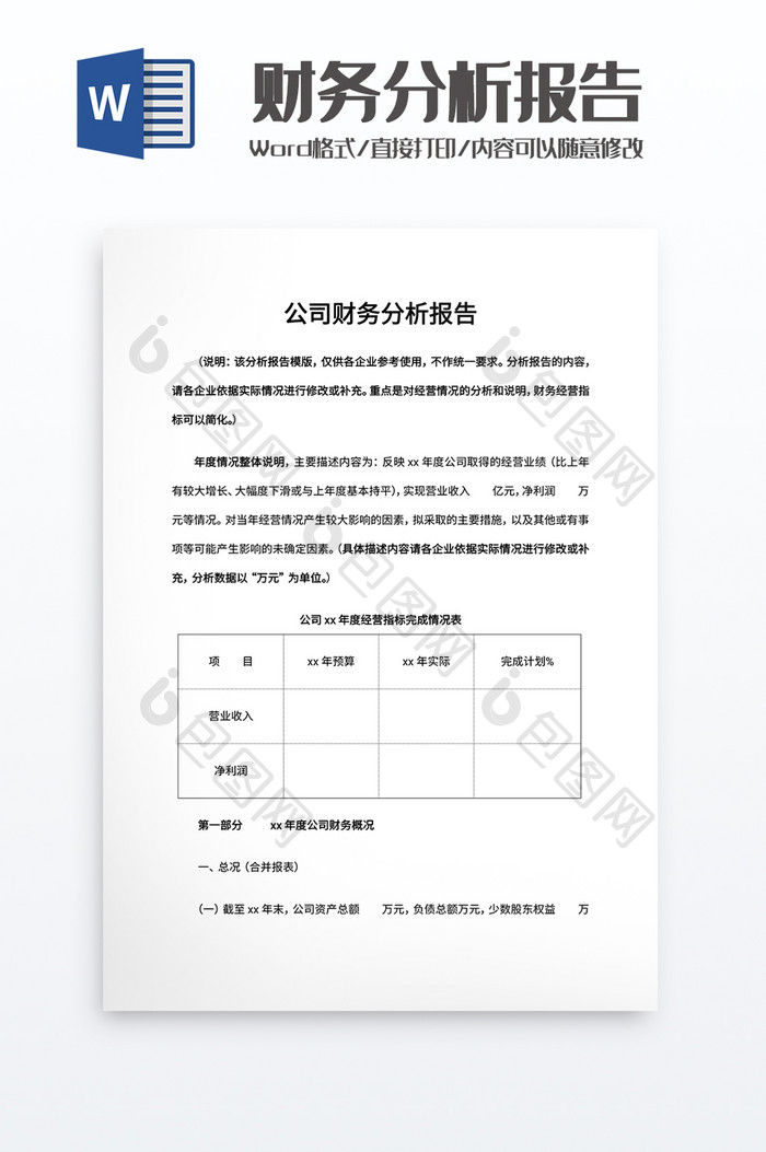 公司财务分析报告word模板