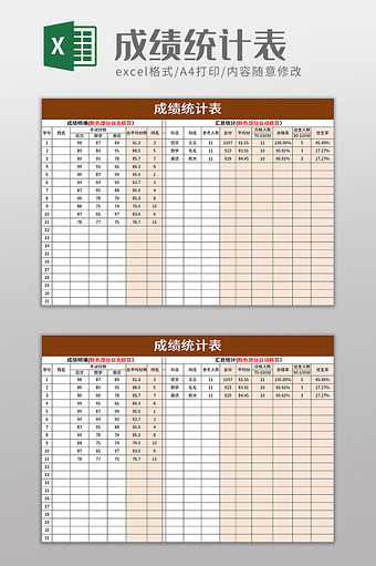 成绩统计表excel模板图片