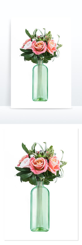 家具清晰田园玻璃瓶插花图片