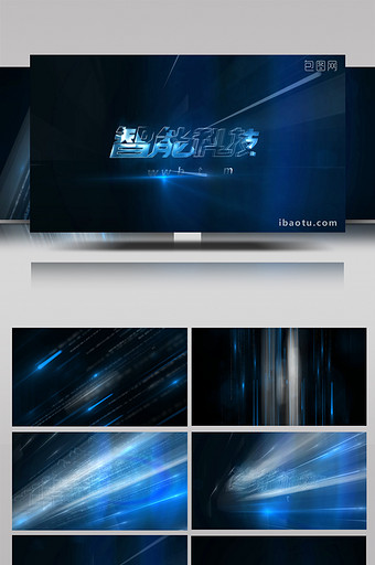 蓝色流光数字科技LOGO动画片头AE模板图片