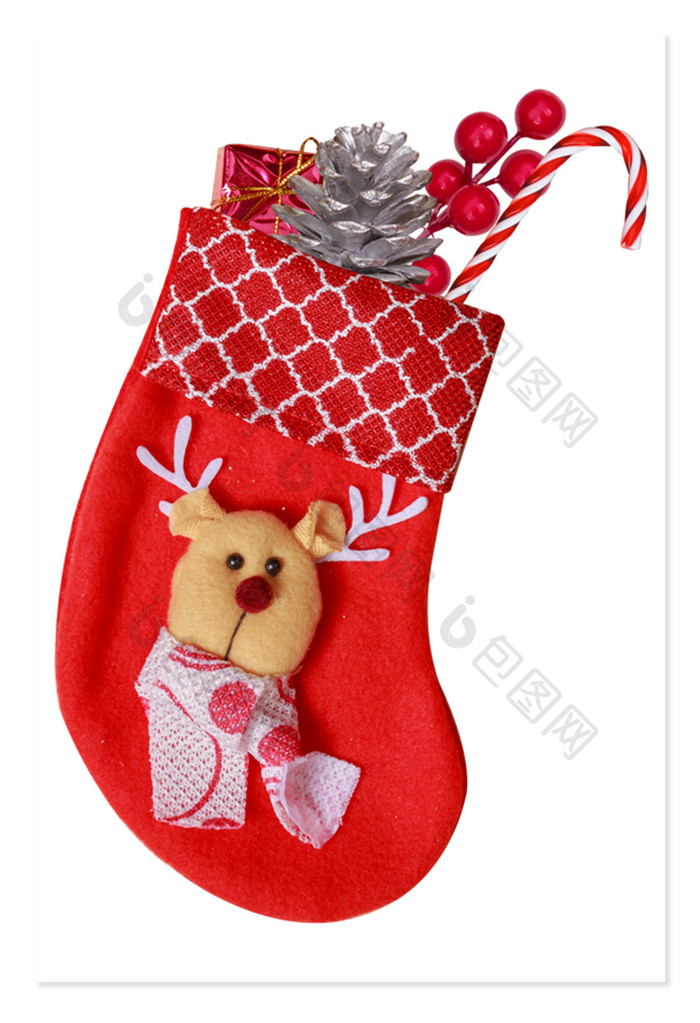 圣诞节圣诞袜子礼物松果拐杖驯鹿