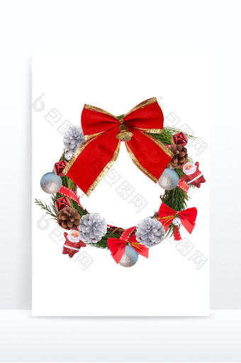圣诞节花环装饰圣诞老人红色蝴蝶结图片