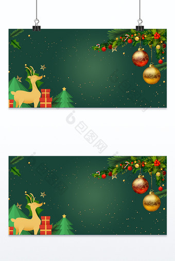 绿色圣诞节文艺清新小鹿背景图片