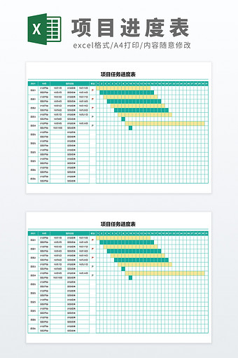 互联网项目进度管理甘特图Excel模板