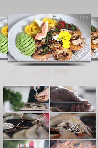 唯美精致餐饮中餐煎大虾美食宣传片实拍图片