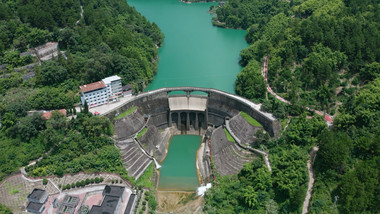 水利工程大气水库大坝防洪堤坝航拍