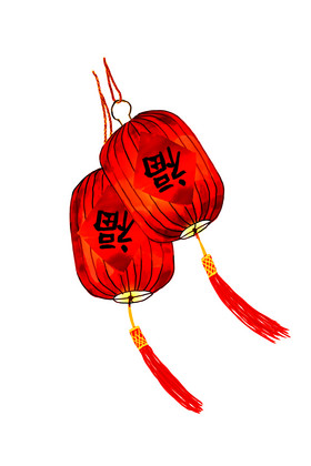 新年福字灯笼插画图片