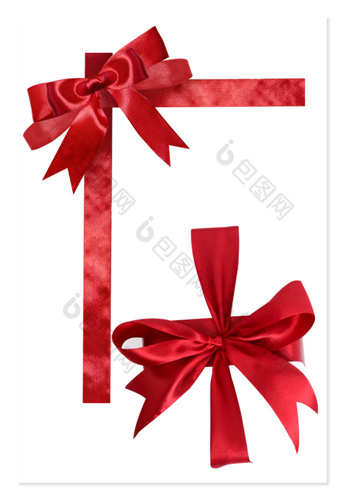写实礼盒装饰红色蝴蝶结丝带包装