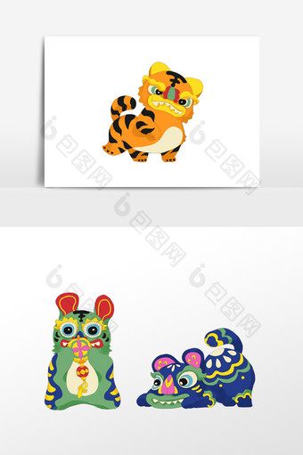 可爱卡通布老虎玩偶玩具IP设计动物元素图片