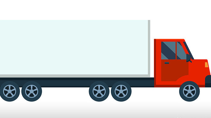 易用卡通类mg动画交通类红色的长途货车