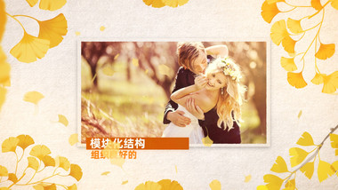 金黄树叶秋季主题宣传相册图文写真AE模板