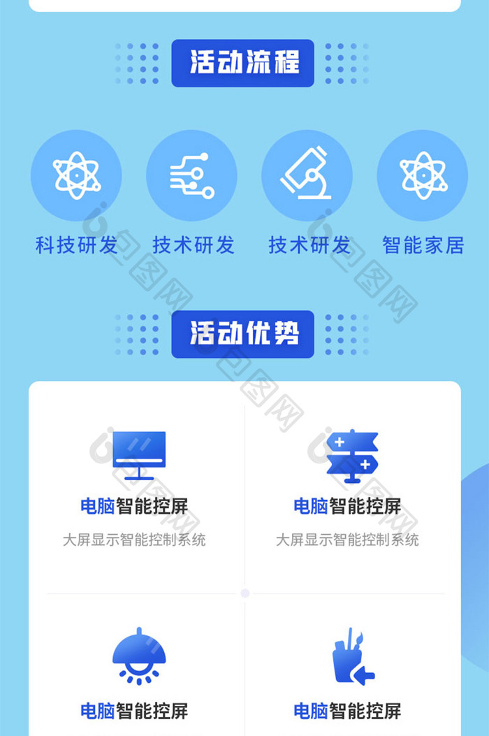 简约几何清新蓝色科技智能家居信息长图